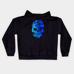 Ocean Blue Human Skull Kids Hoodie